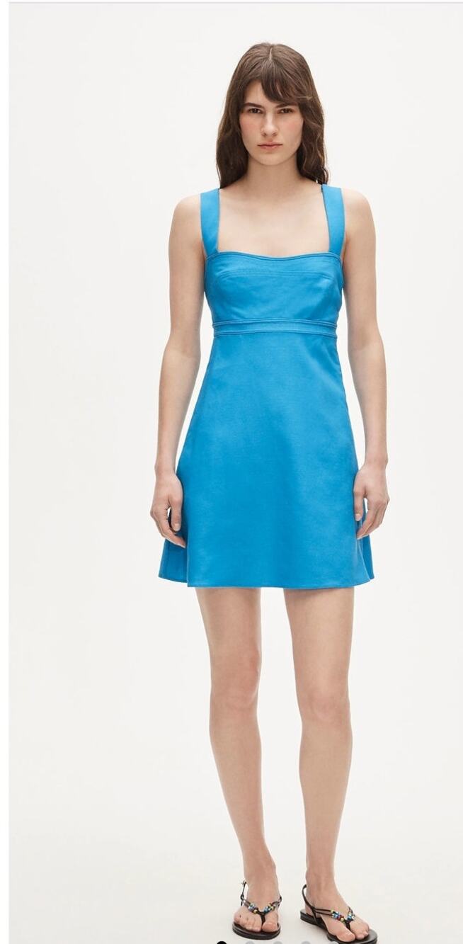 NWT J. Crew Tall Empire-Waist Mini Dress In Gramercy Linen Blend Blue T8